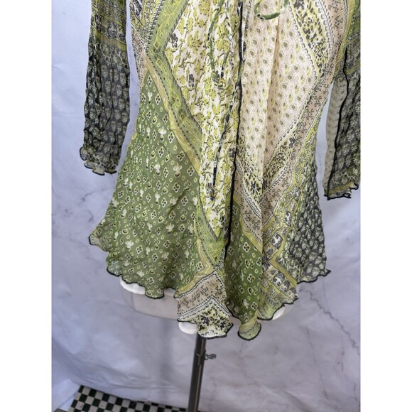 Vtg Y2K Babydoll Top Sz S Silk Mesh Whimsigoth Fairy Grunge Indie Sleaze Green - Picture 10 of 16